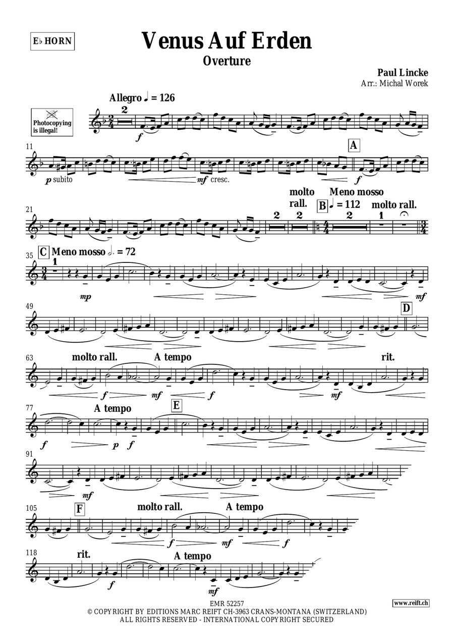 Venus Auf Erden by Paul Lincke Horn - Sheet Music page 3