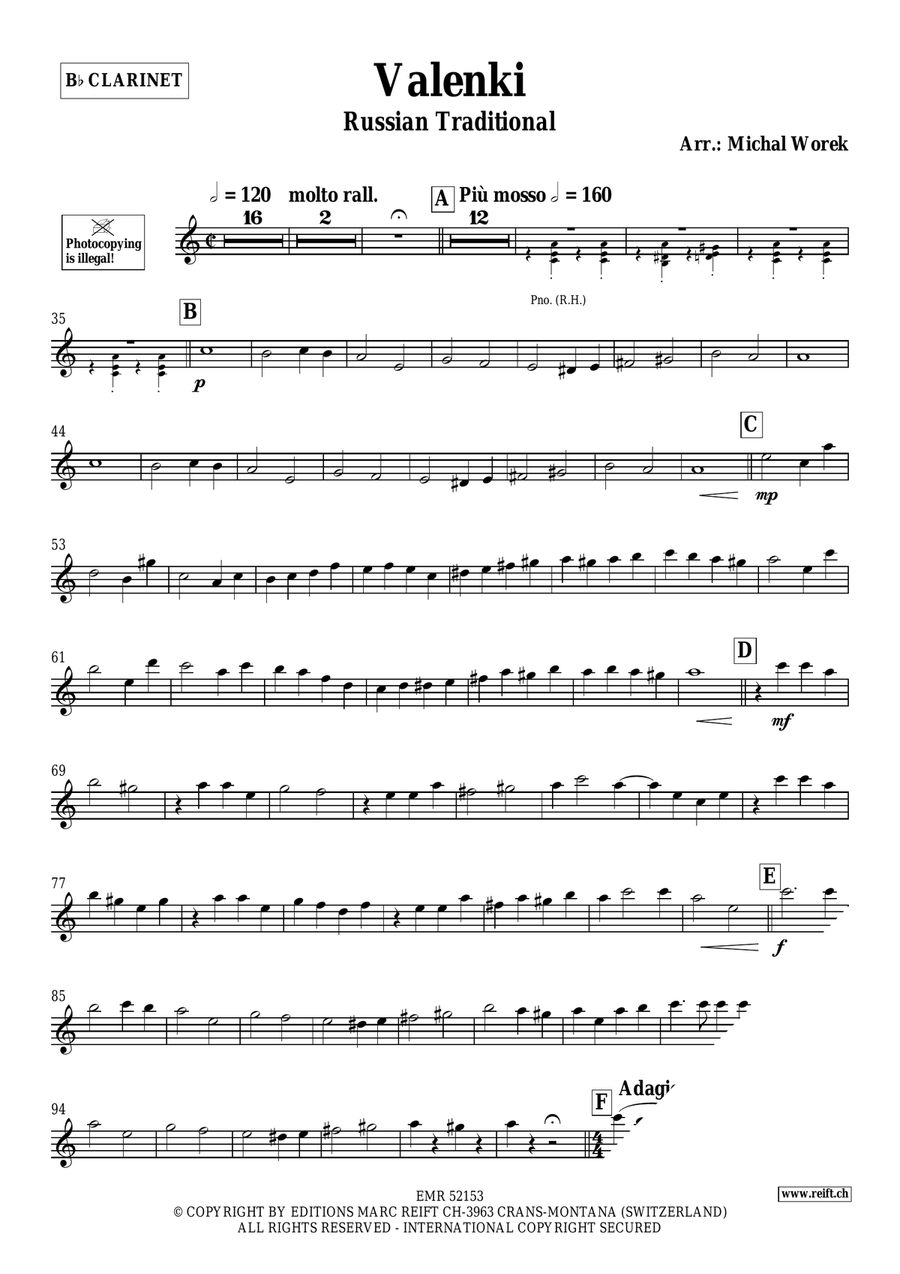 Valenki Valenki Clarinet Solo scores gallery preview page 3