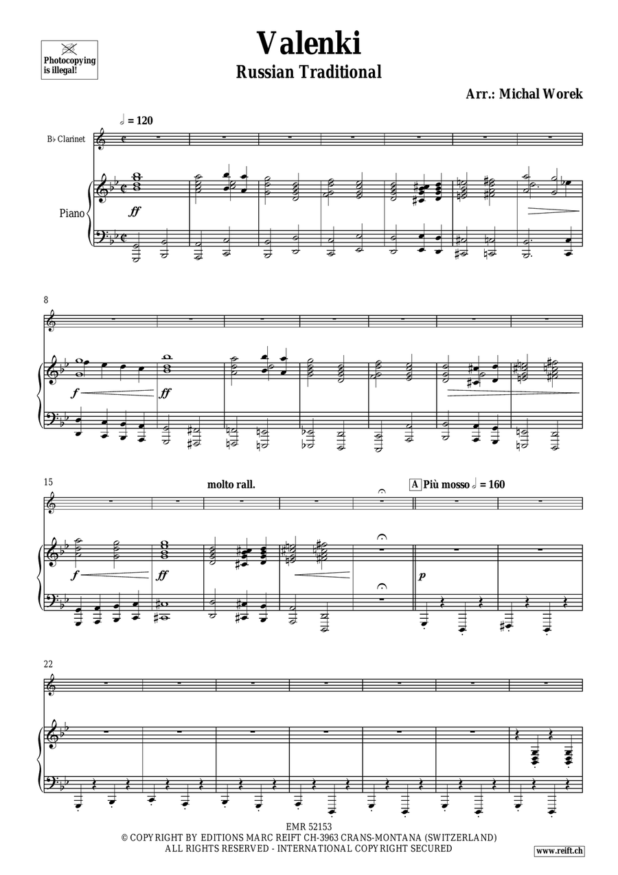Valenki Valenki Clarinet Solo scores gallery preview page 4