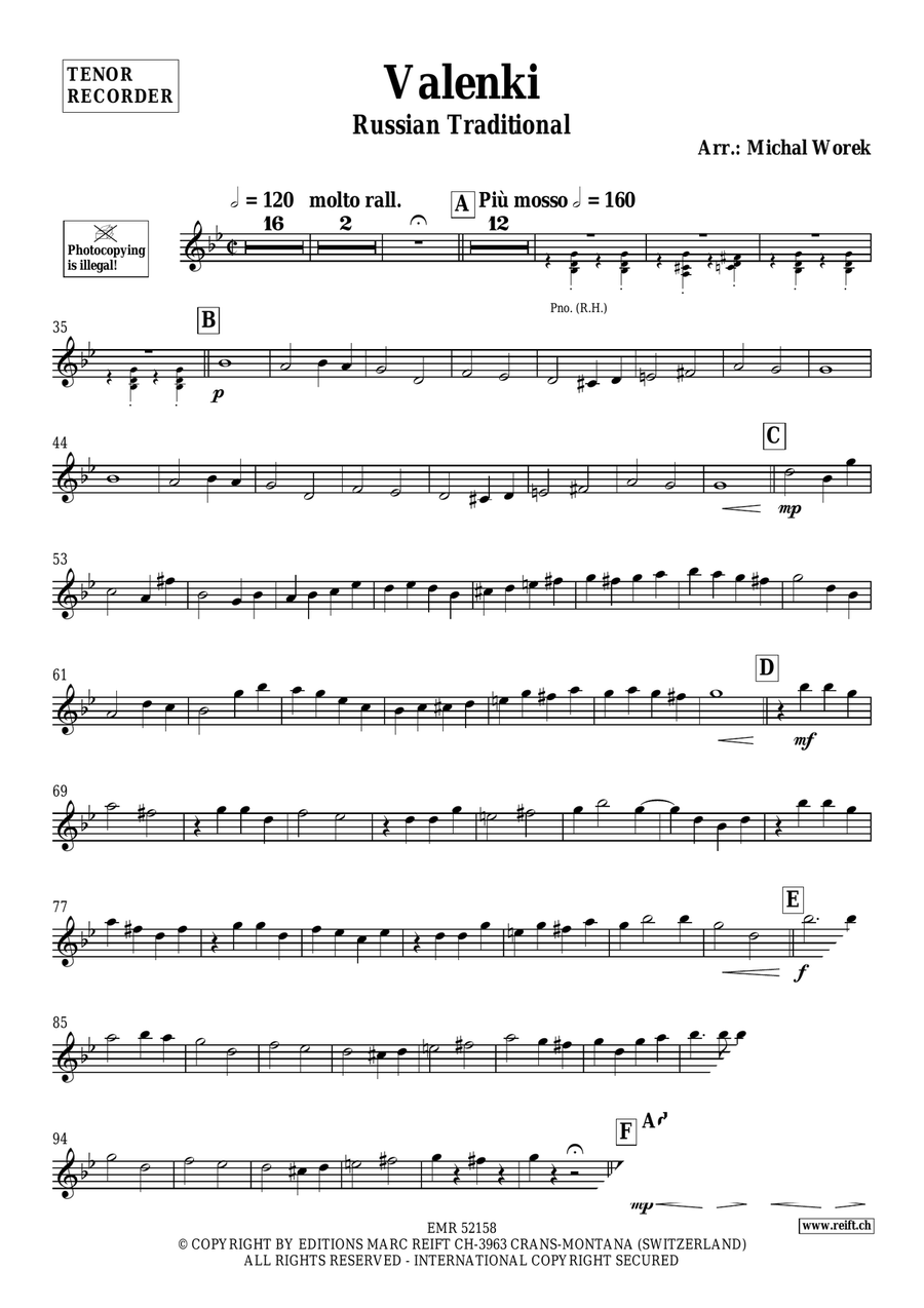 Valenki Valenki Tenor Recorder scores gallery preview page 3