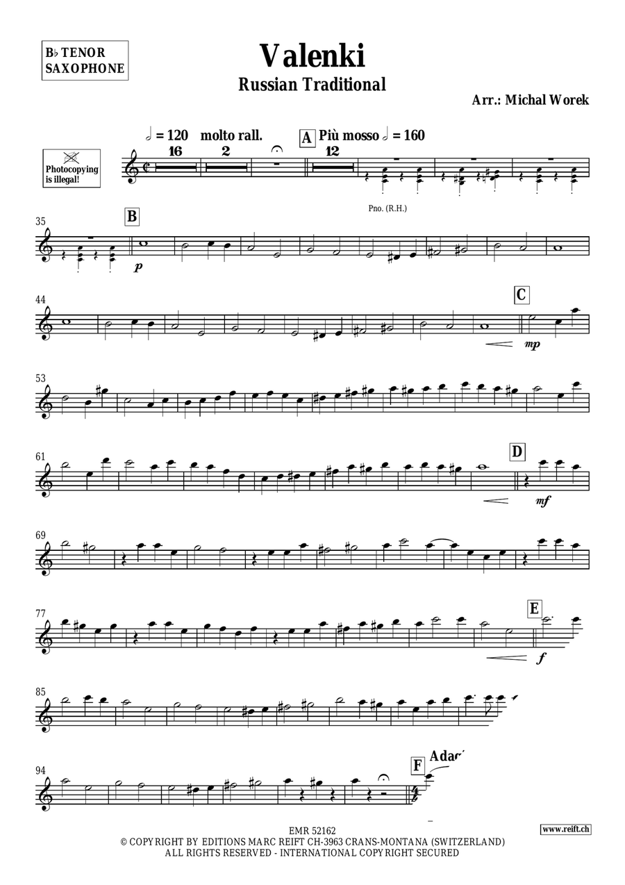 Valenki Valenki Tenor Saxophone scores gallery preview page 3