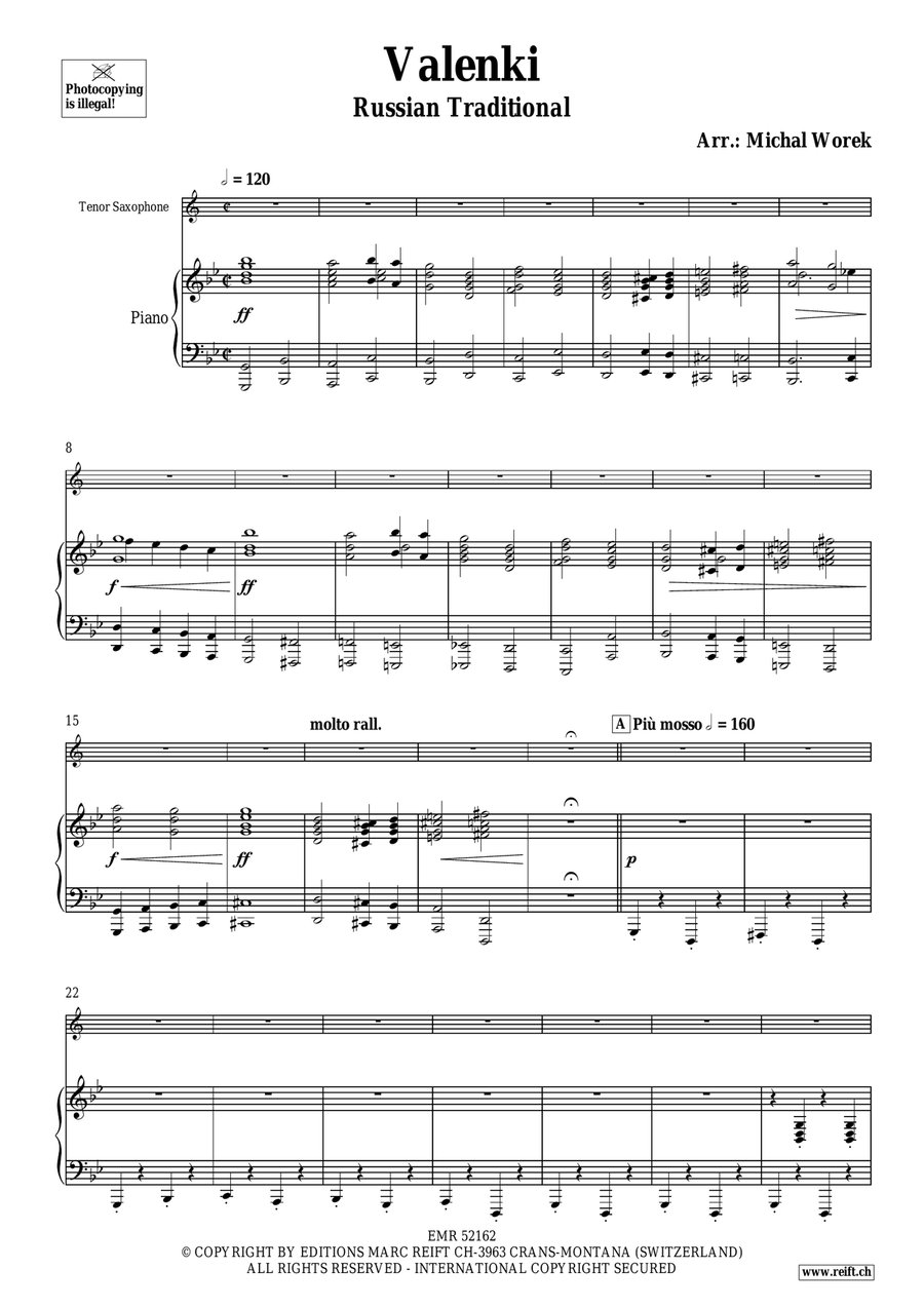 Valenki Valenki Tenor Saxophone scores gallery preview page 4
