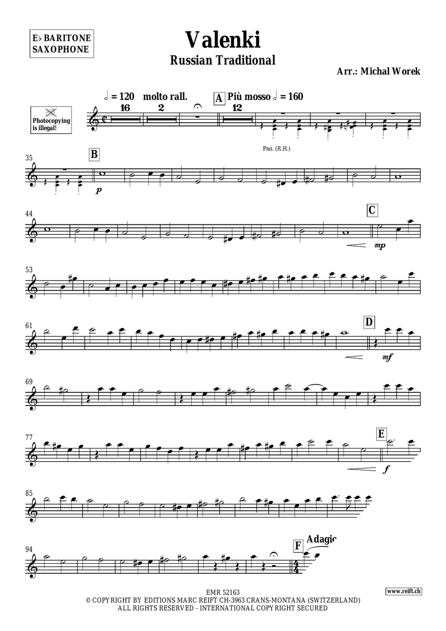 Valenki Valenki Baritone Saxophone scores gallery preview page 3
