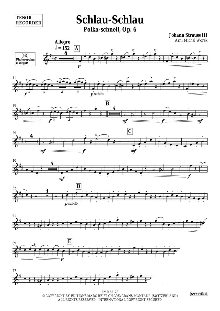 Schlau-Schlau Schlau-Schlau Tenor Recorder scores gallery preview page 3