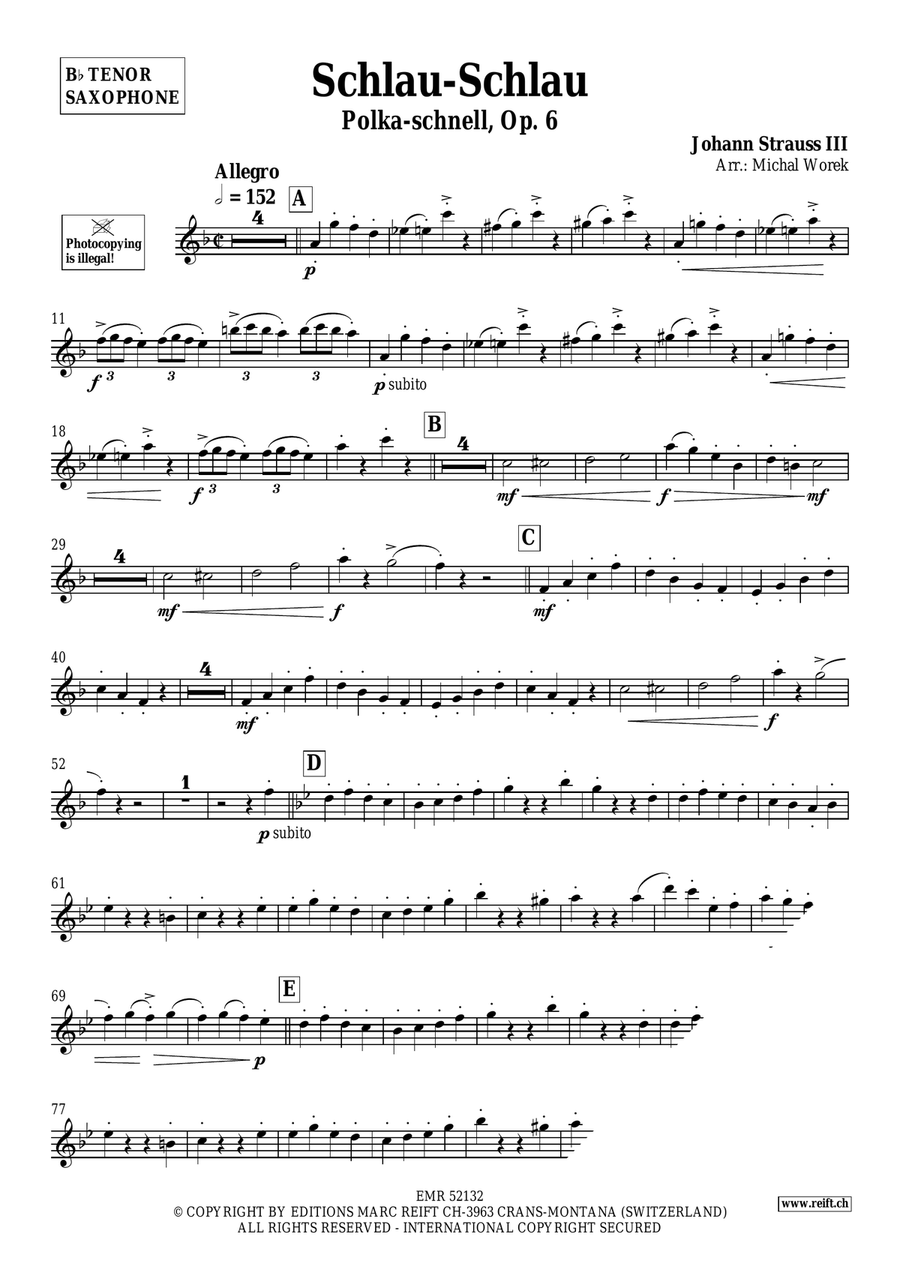 Schlau-Schlau Schlau-Schlau Tenor Saxophone scores gallery preview page 3