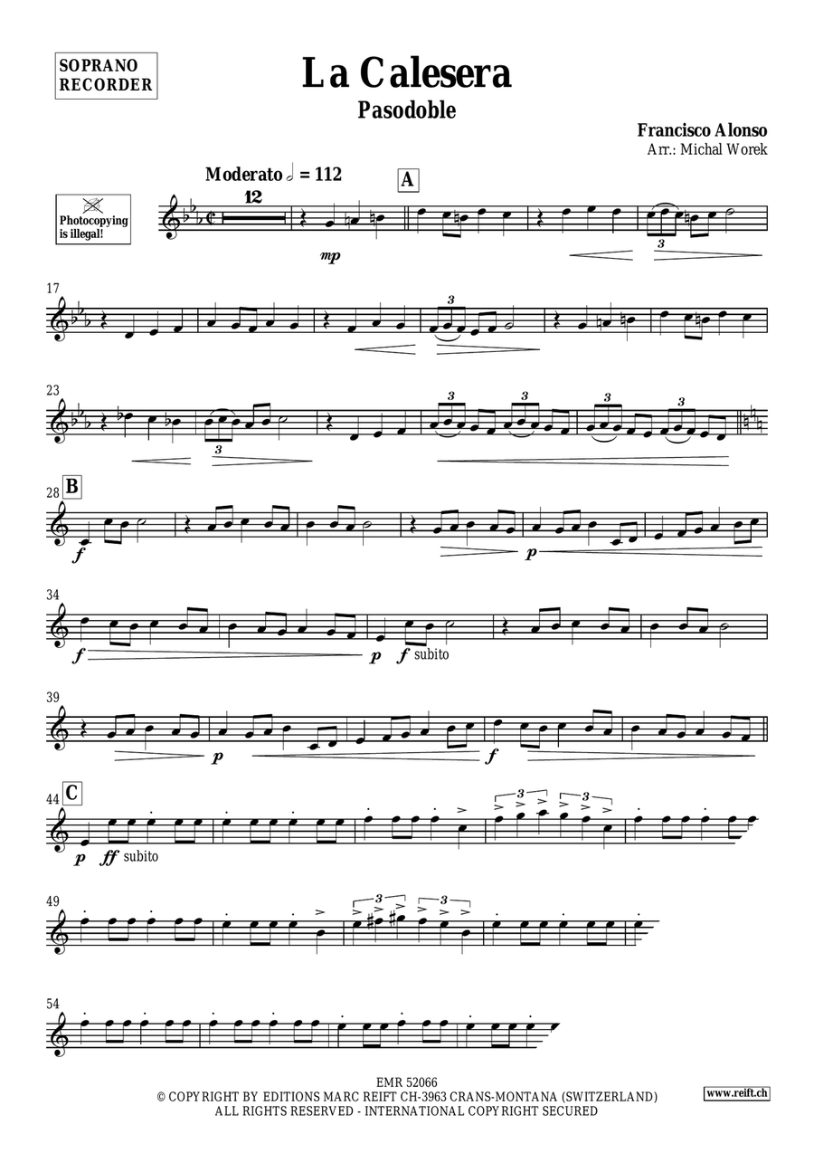 La Calesera La Calesera Soprano Recorder scores gallery preview page 3