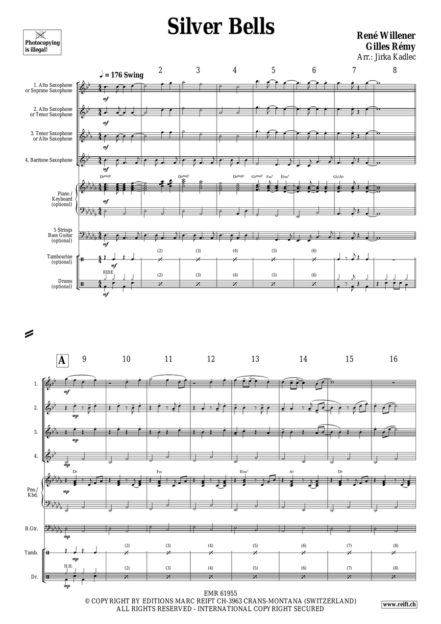 Silver Bells Silver Bells Saxophone Quartet scores gallery preview page 3