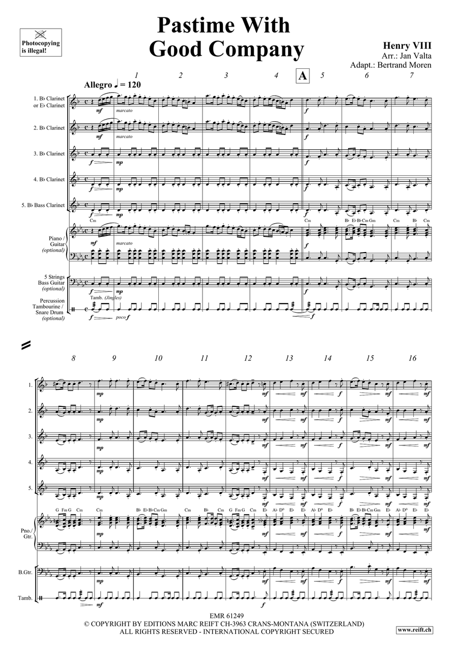 Pastime With Good Company Clarinet Quintet scores gallery preview page 3