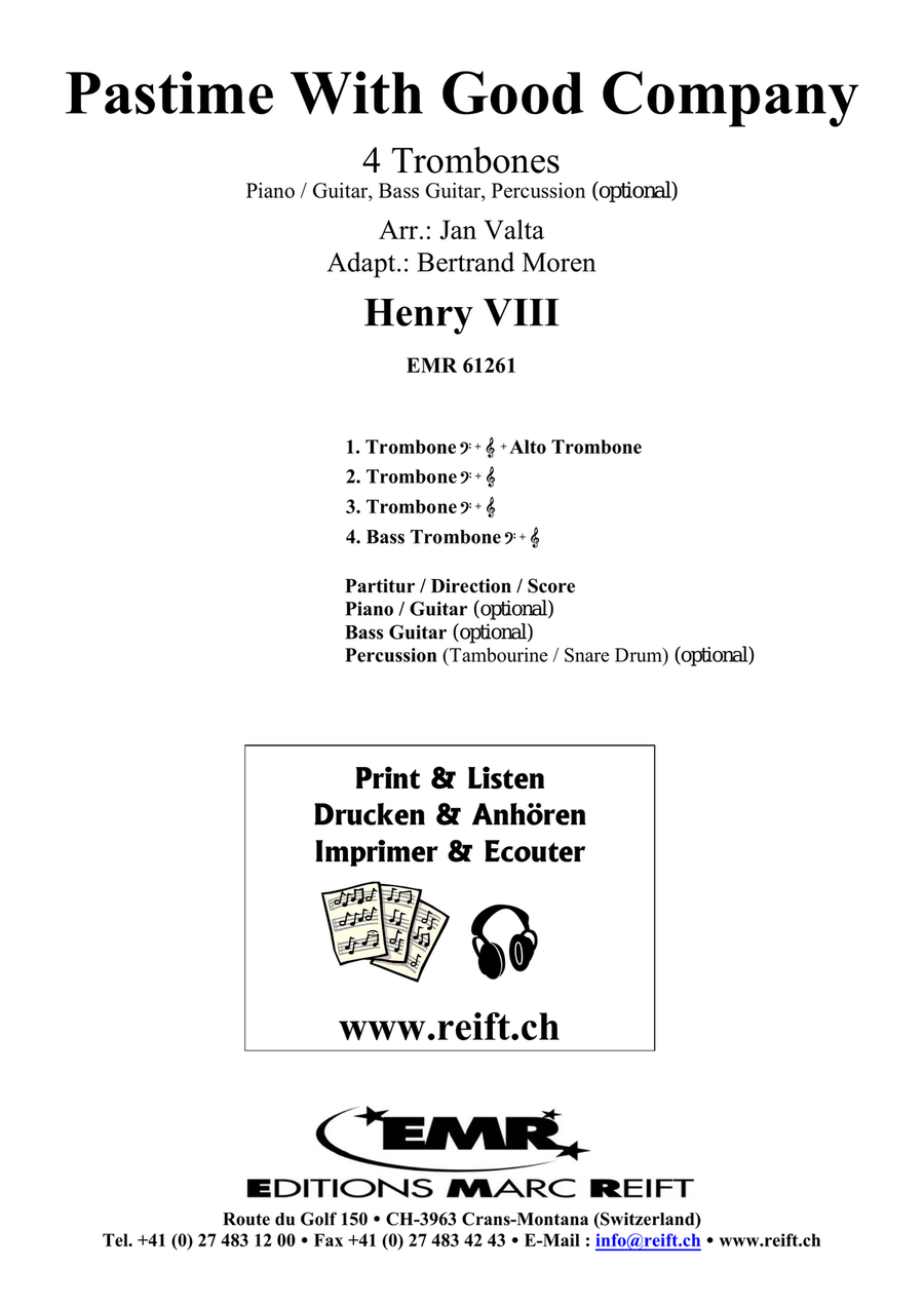 Pastime With Good Company Trombone Quartet scores gallery preview page 2