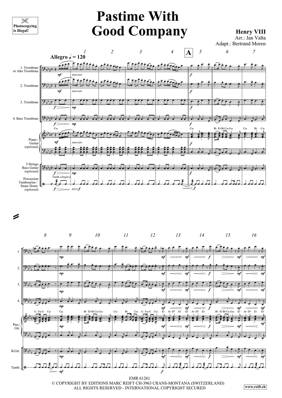 Pastime With Good Company Trombone Quartet scores gallery preview page 3
