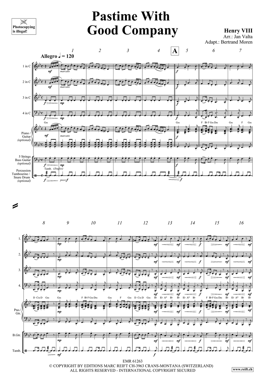 Pastime With Good Company Brass Quartet scores gallery preview page 3