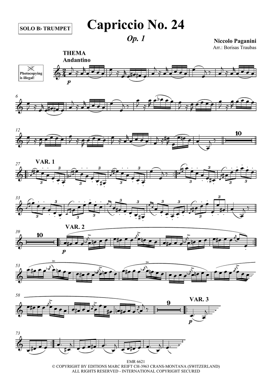 Capriccio No. 24 Capriccio No. 24 Trumpet Solo scores gallery preview page 3