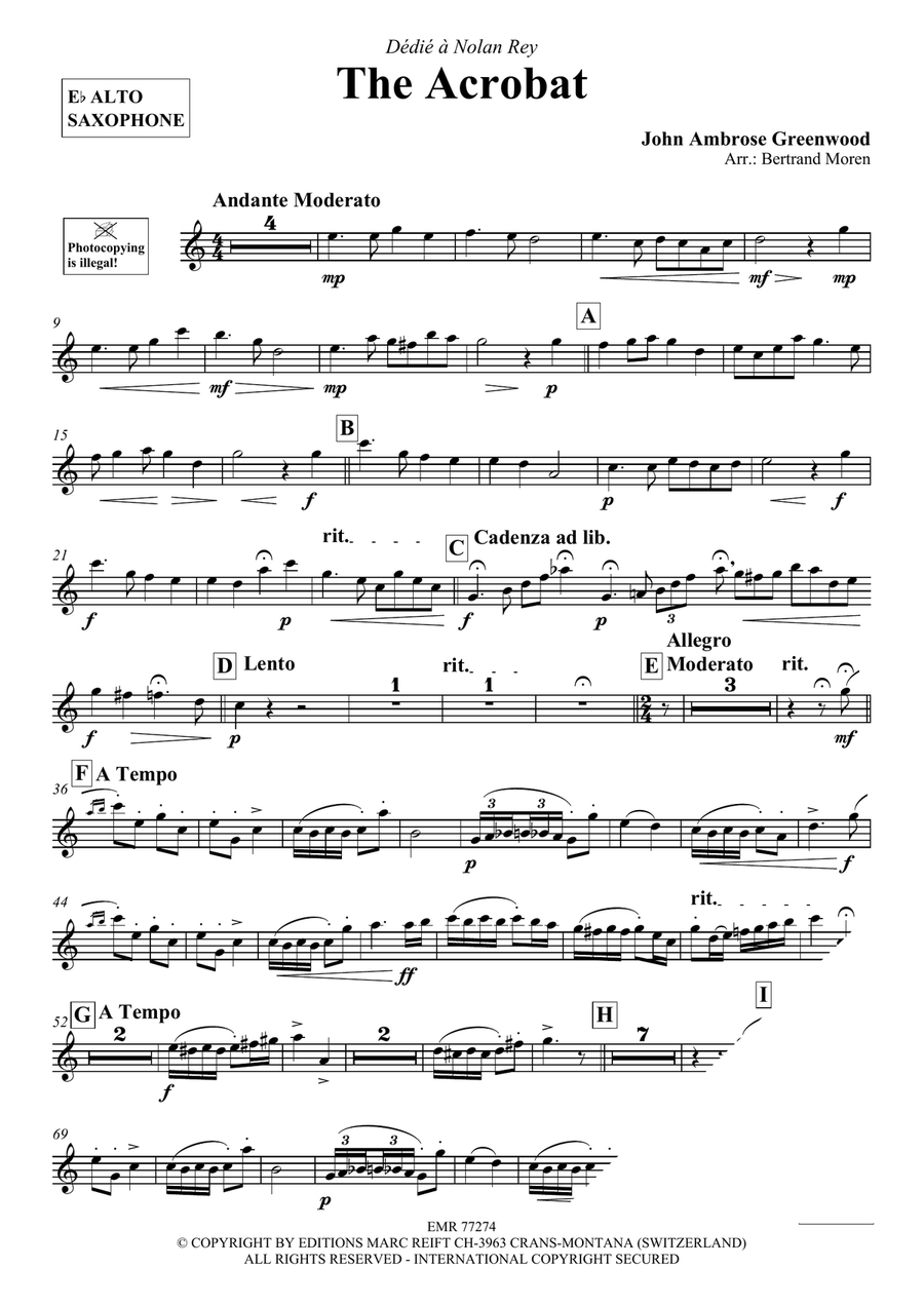 The Acrobat The Acrobat Alto Saxophone scores gallery preview page 3