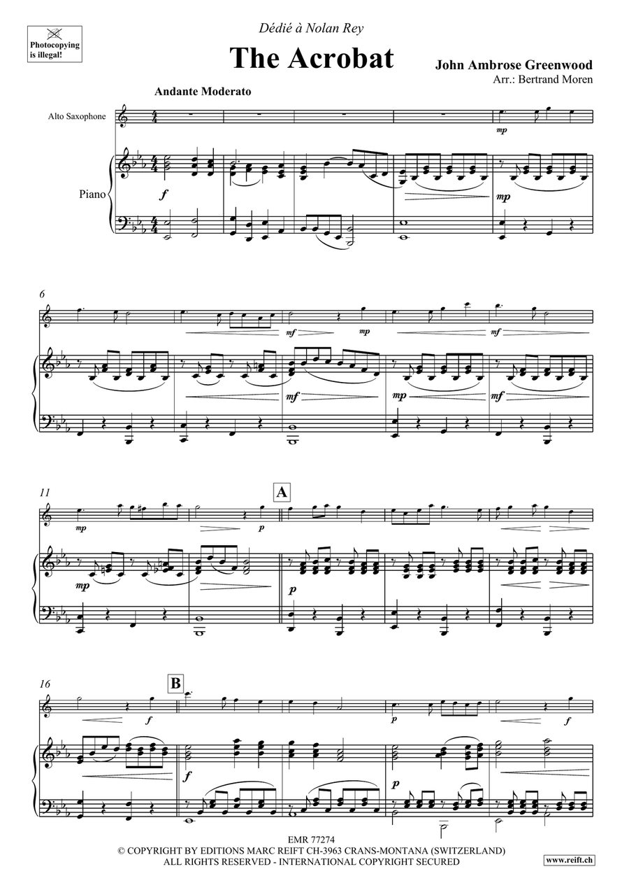 The Acrobat The Acrobat Alto Saxophone scores gallery preview page 4