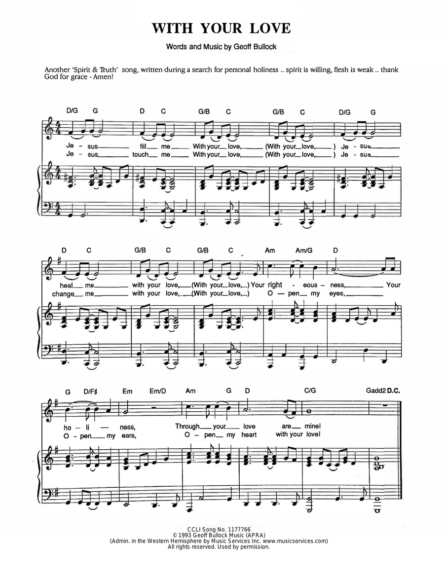 With Your Love With Your Love Piano, Vocal scores gallery preview page 1