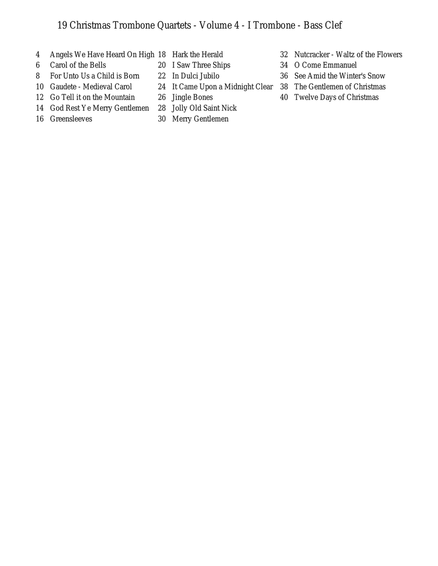 19 Christmas Trombone Quartets - Volume 4 Brass Quartet scores gallery preview page 2