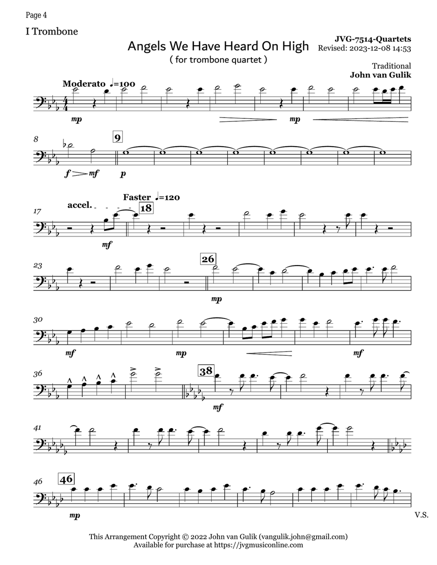 19 Christmas Trombone Quartets - Volume 4 Brass Quartet scores gallery preview page 4
