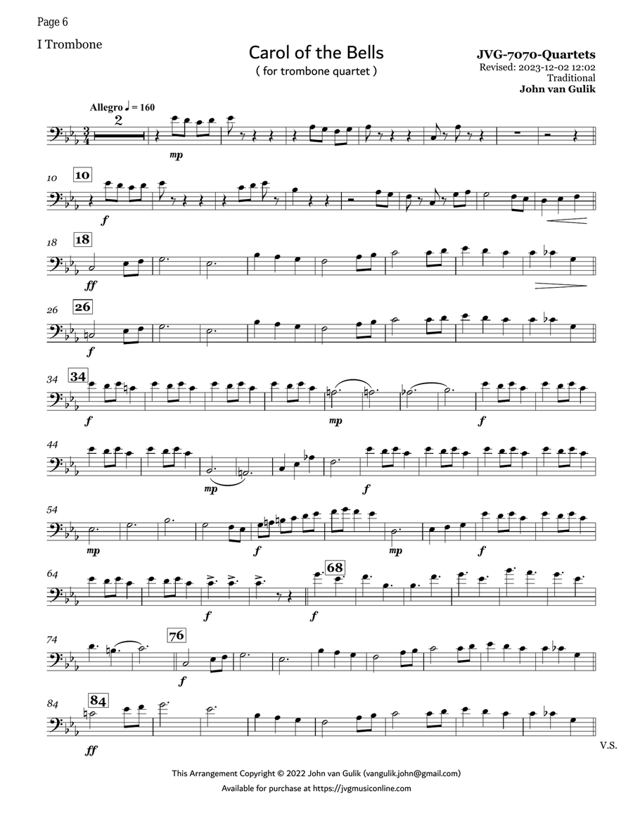 19 Christmas Trombone Quartets - Volume 4 Brass Quartet scores gallery preview page 6