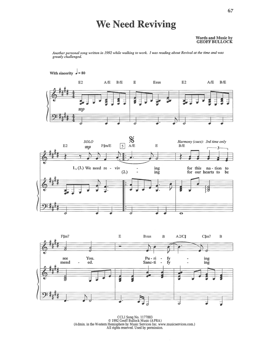 We Need Reviving We Need Reviving Piano, Vocal scores gallery preview page 1