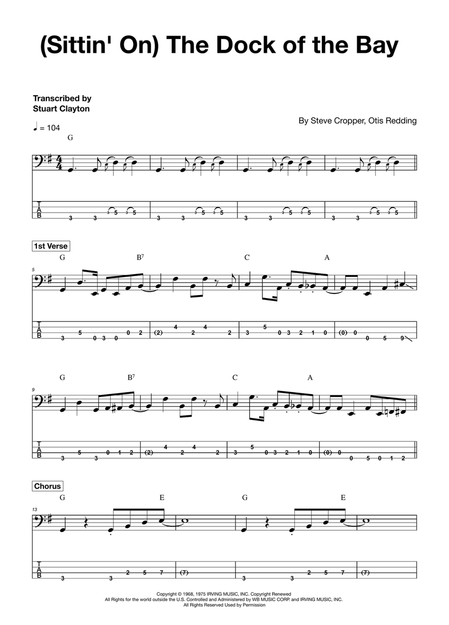 (Sittin' On) The Dock Of The Bay Acoustic Guitar scores gallery preview page 1