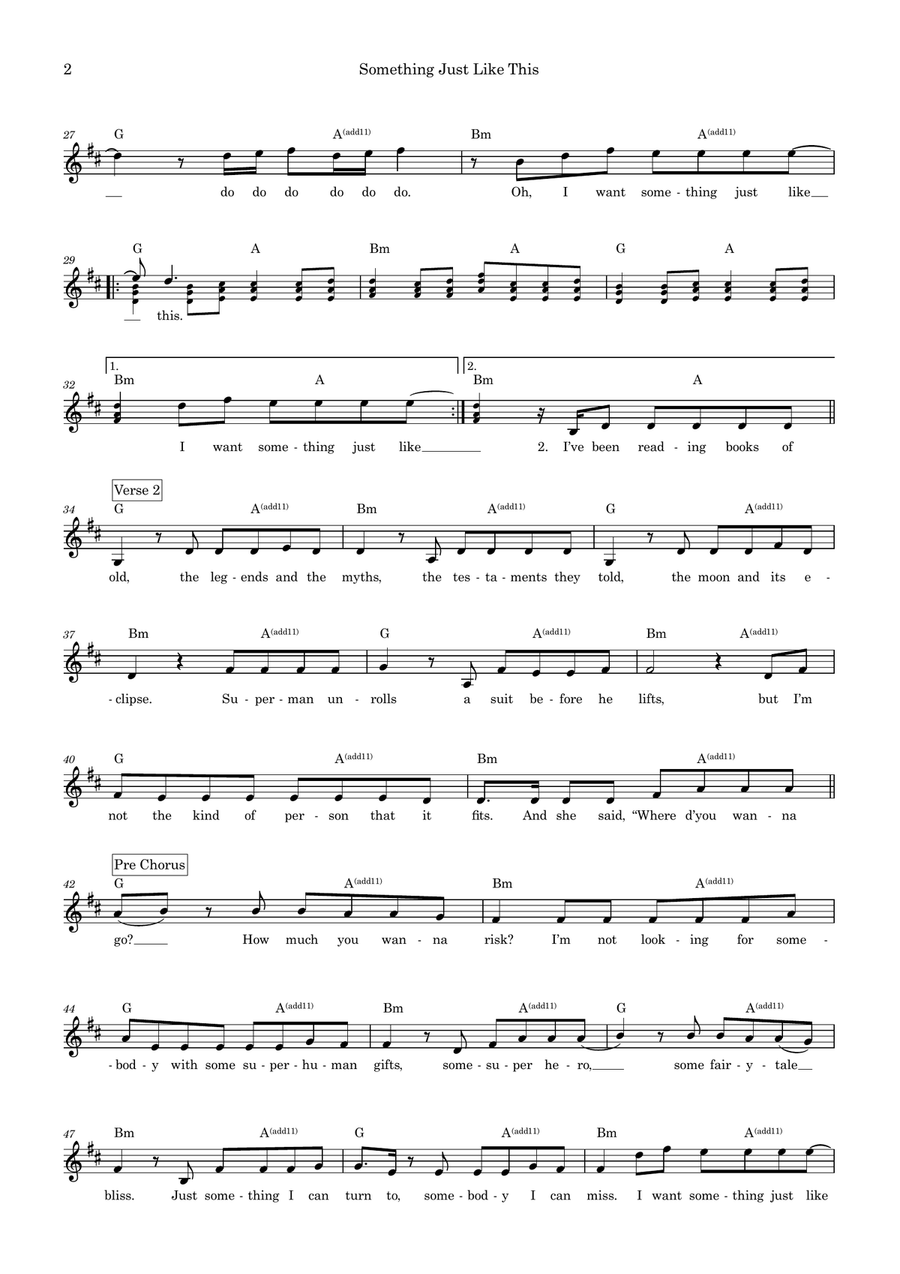 Something Just Like This Piano scores gallery preview page 2