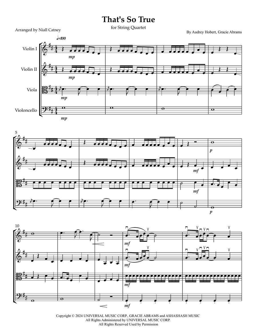 That's So True String Quartet scores gallery preview page 1