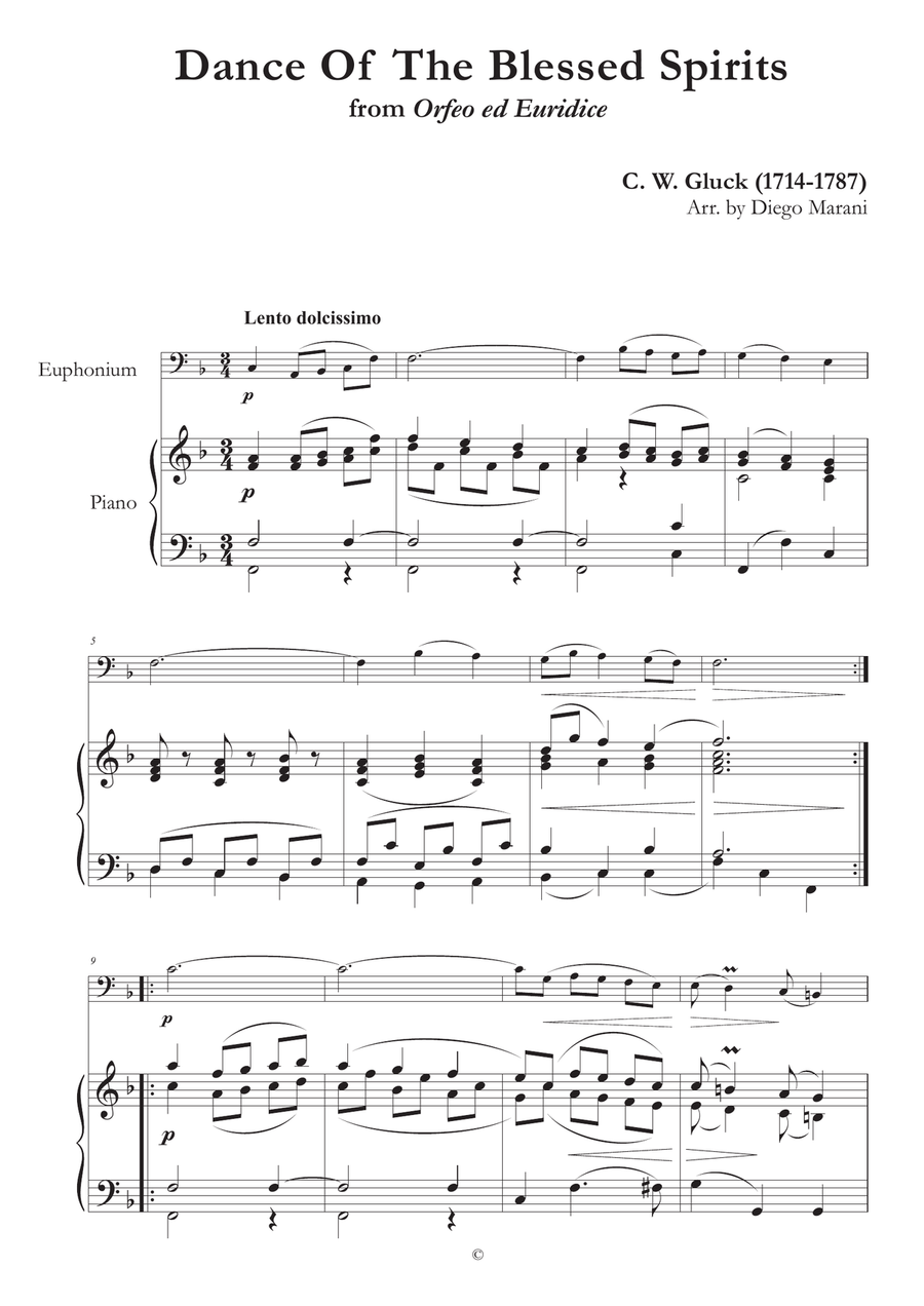 Dance of the Blessed Spirits for Euphonium and Piano Euphonium scores gallery preview page 1