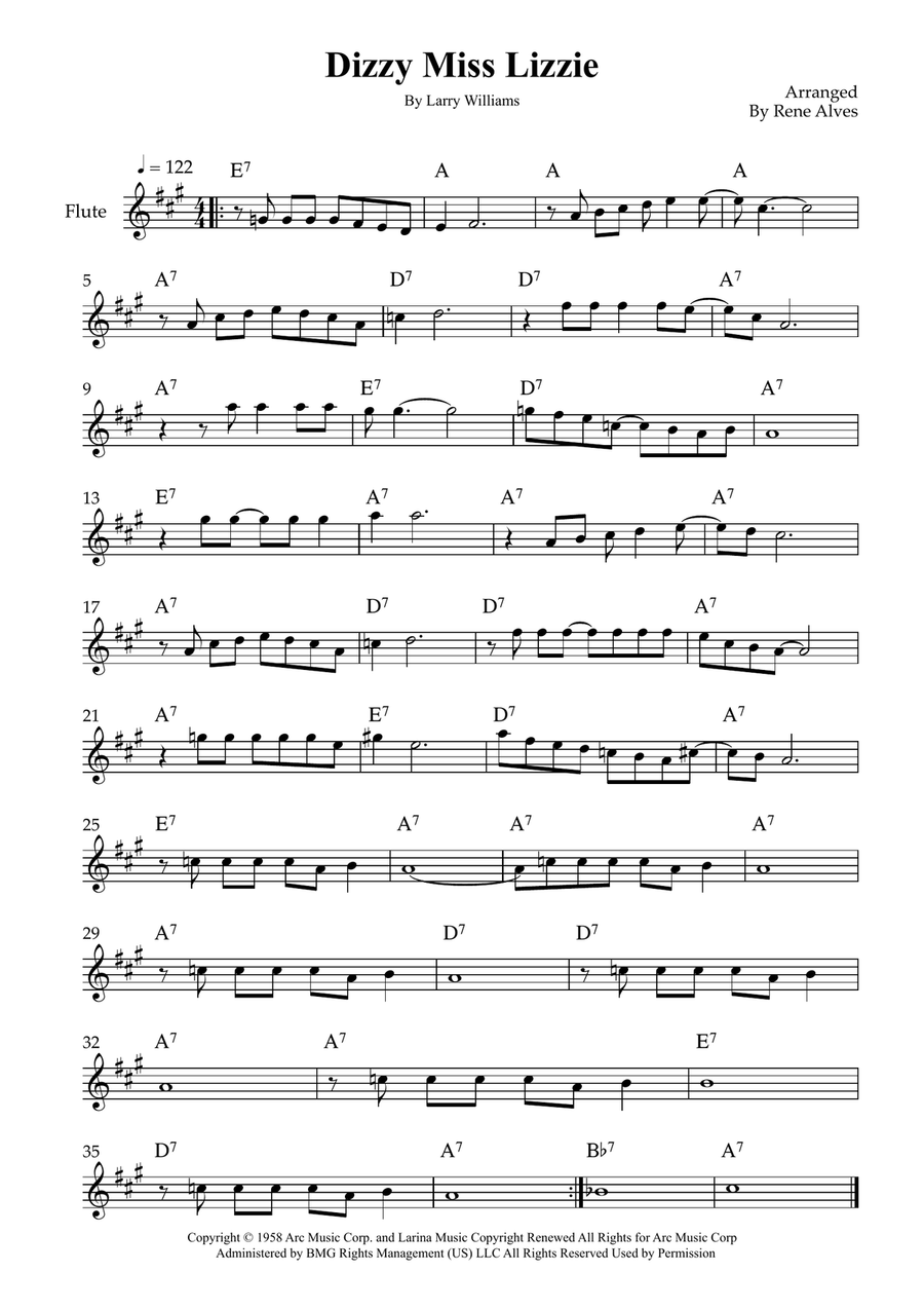 Dizzy Miss Lizzie Dizzy Miss Lizzie Flute Solo scores gallery preview page 1