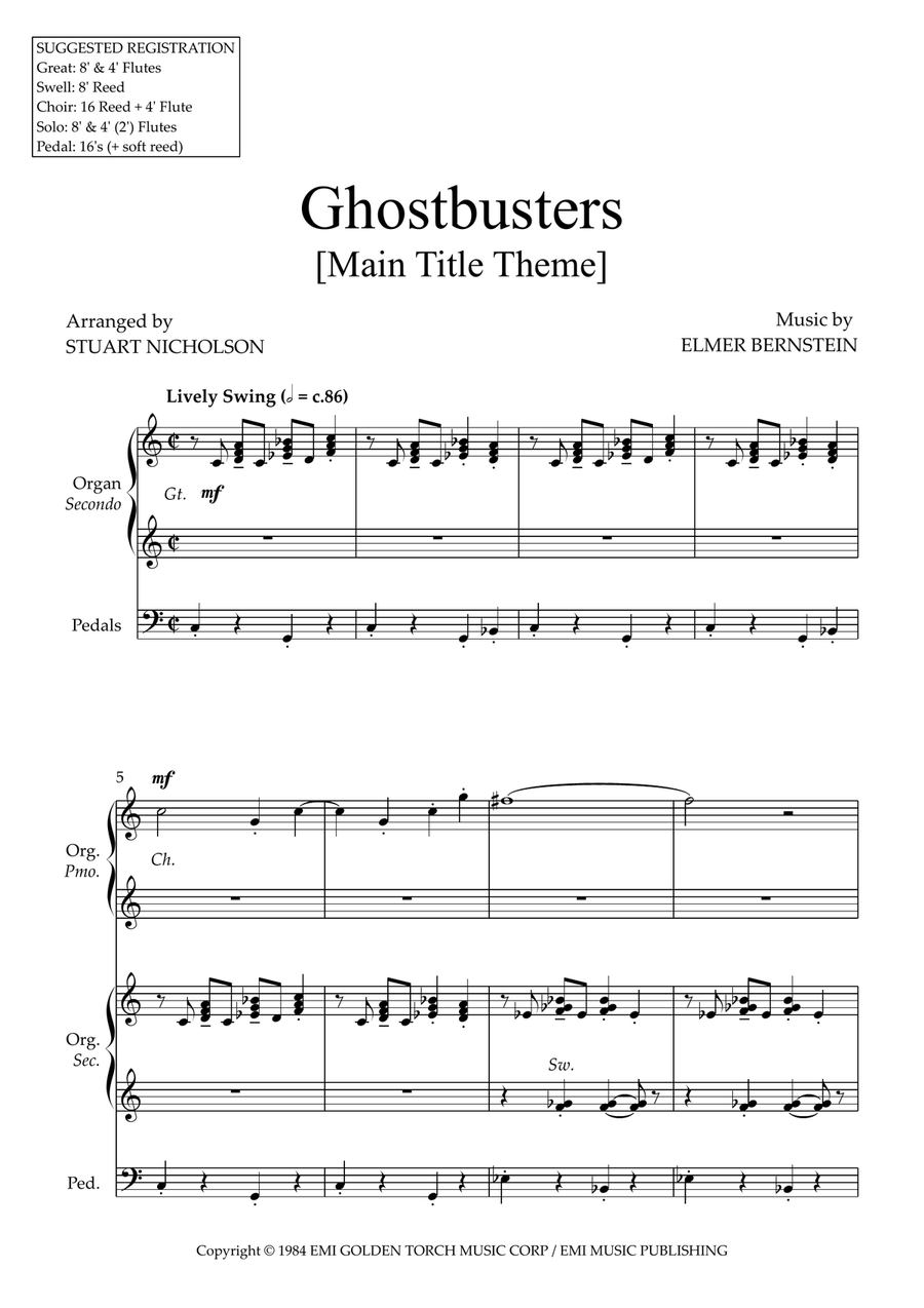 Main Title Theme (Ghostbusters) Organ Solo scores gallery preview page 2