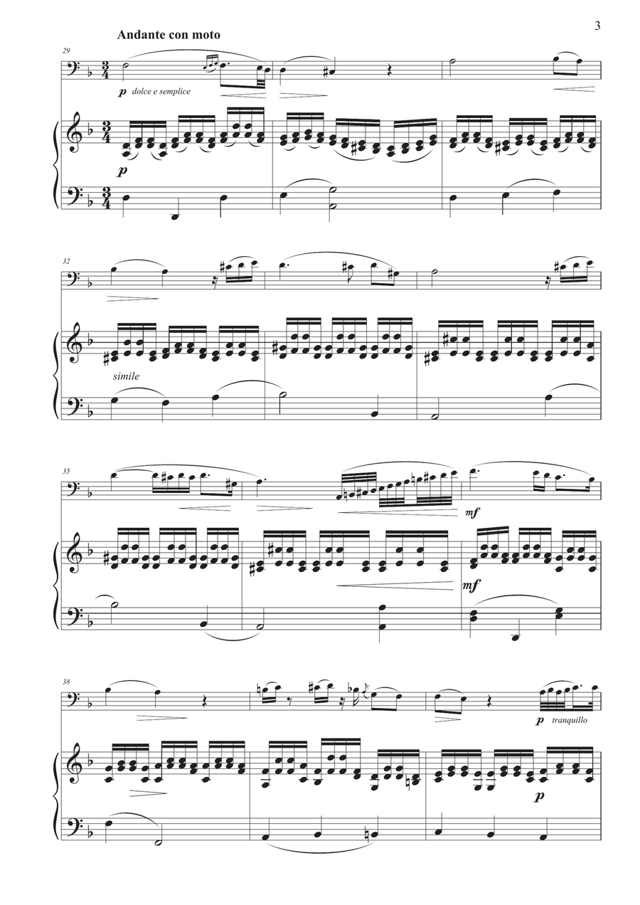 Dance of the Blessed Spirits for Trombone and Piano Piano scores gallery preview page 3