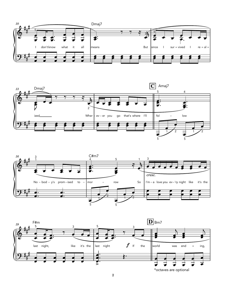 Die With A Smile Piano Solo scores gallery preview page 2