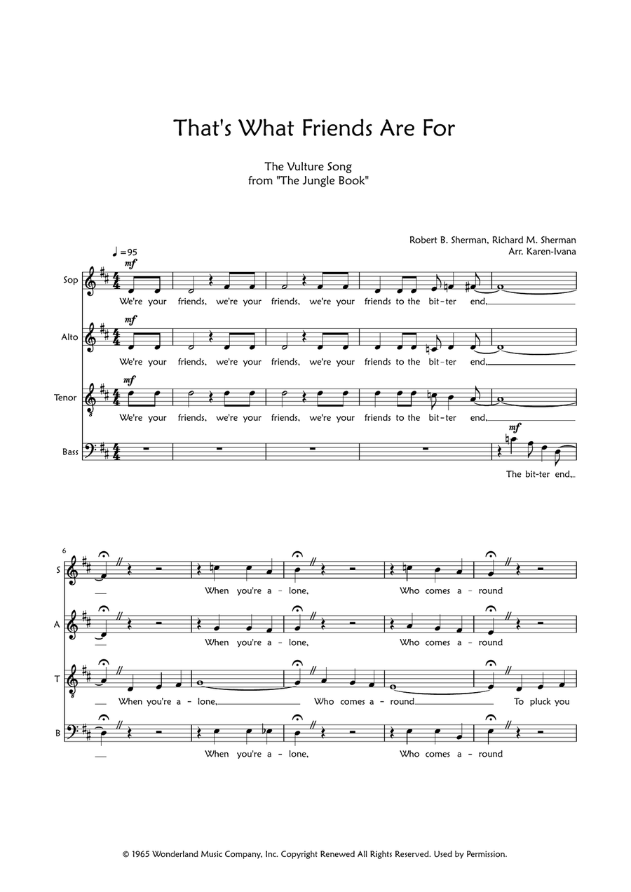 That's What Friends Are For (The Vulture Song) 4-Part scores gallery preview page 1