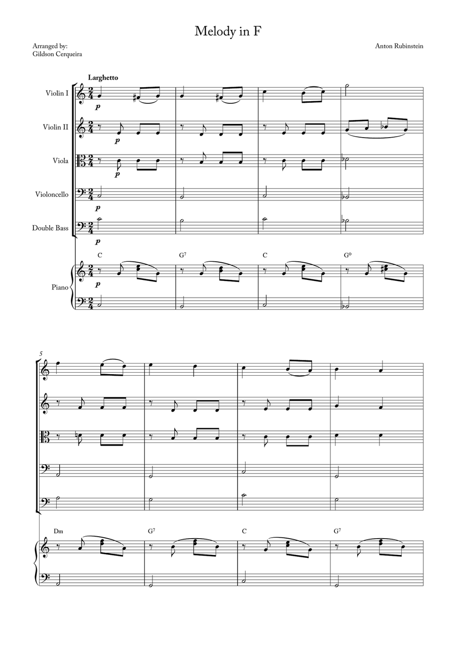 Melody in F Melody in F String Orchestra scores gallery preview page 1