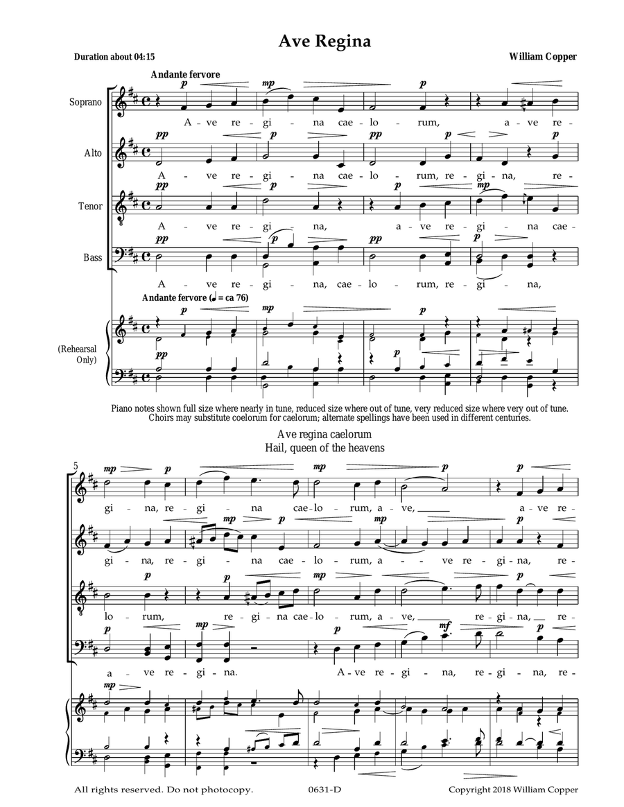 Ave Regina 4-Part scores gallery preview page 1