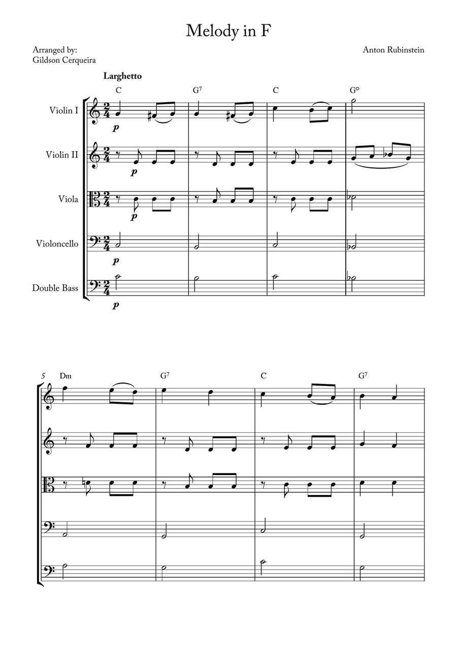 Melody in F Melody in F String Orchestra scores gallery preview page 1