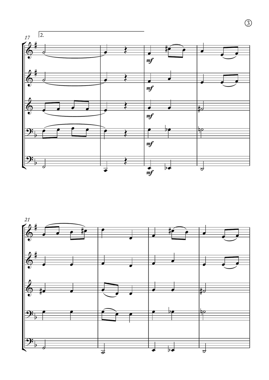 Melody in F Melody in F Brass Quintet scores gallery preview page 3