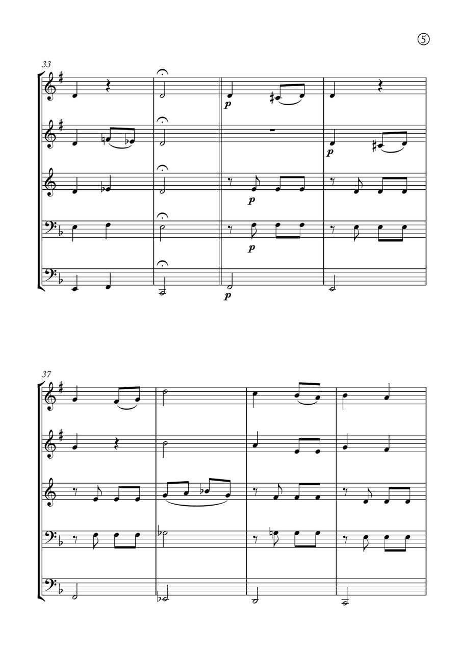 Melody in F Melody in F Brass Quintet scores gallery preview page 5