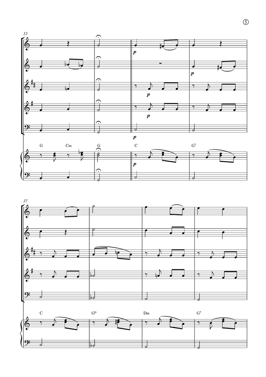 Melody in F Melody in F Woodwind Quintet scores gallery preview page 5