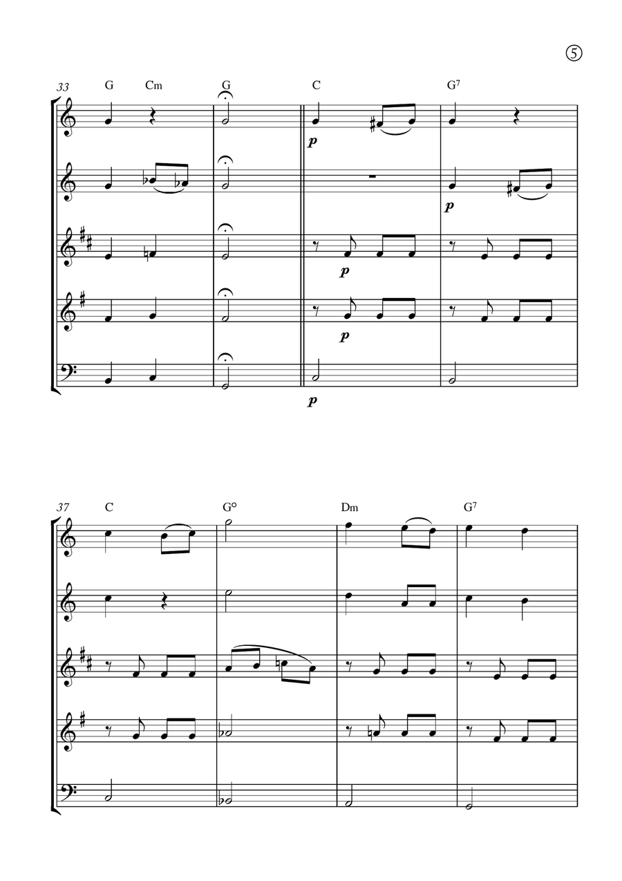 Melody in F Melody in F Woodwind Quintet scores gallery preview page 5