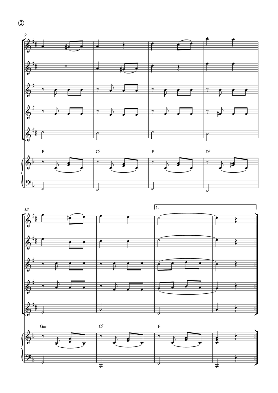 Melody in F Melody in F Saxophone Quintet scores gallery preview page 2