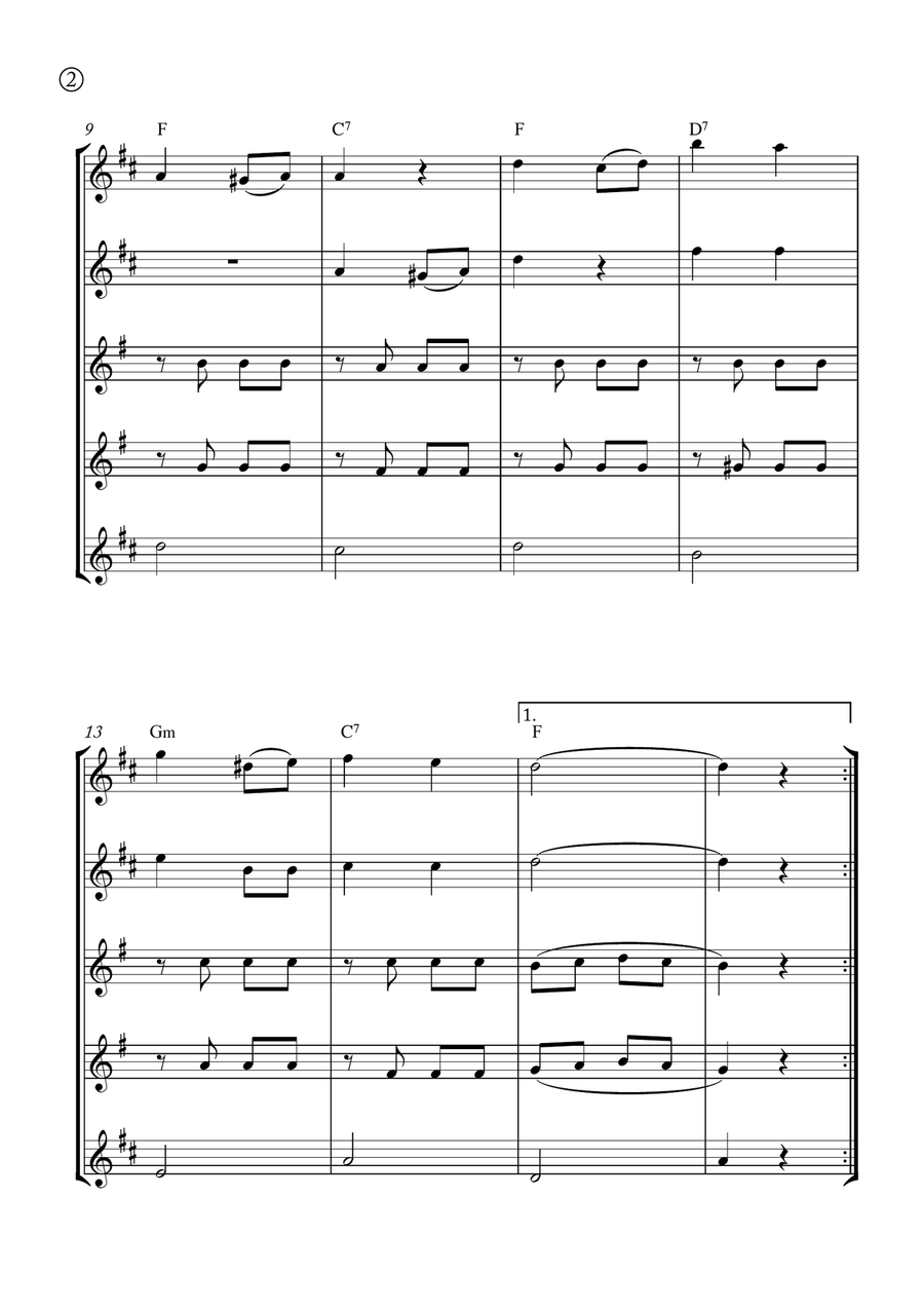 Melody in F Melody in F Saxophone Quintet scores gallery preview page 2