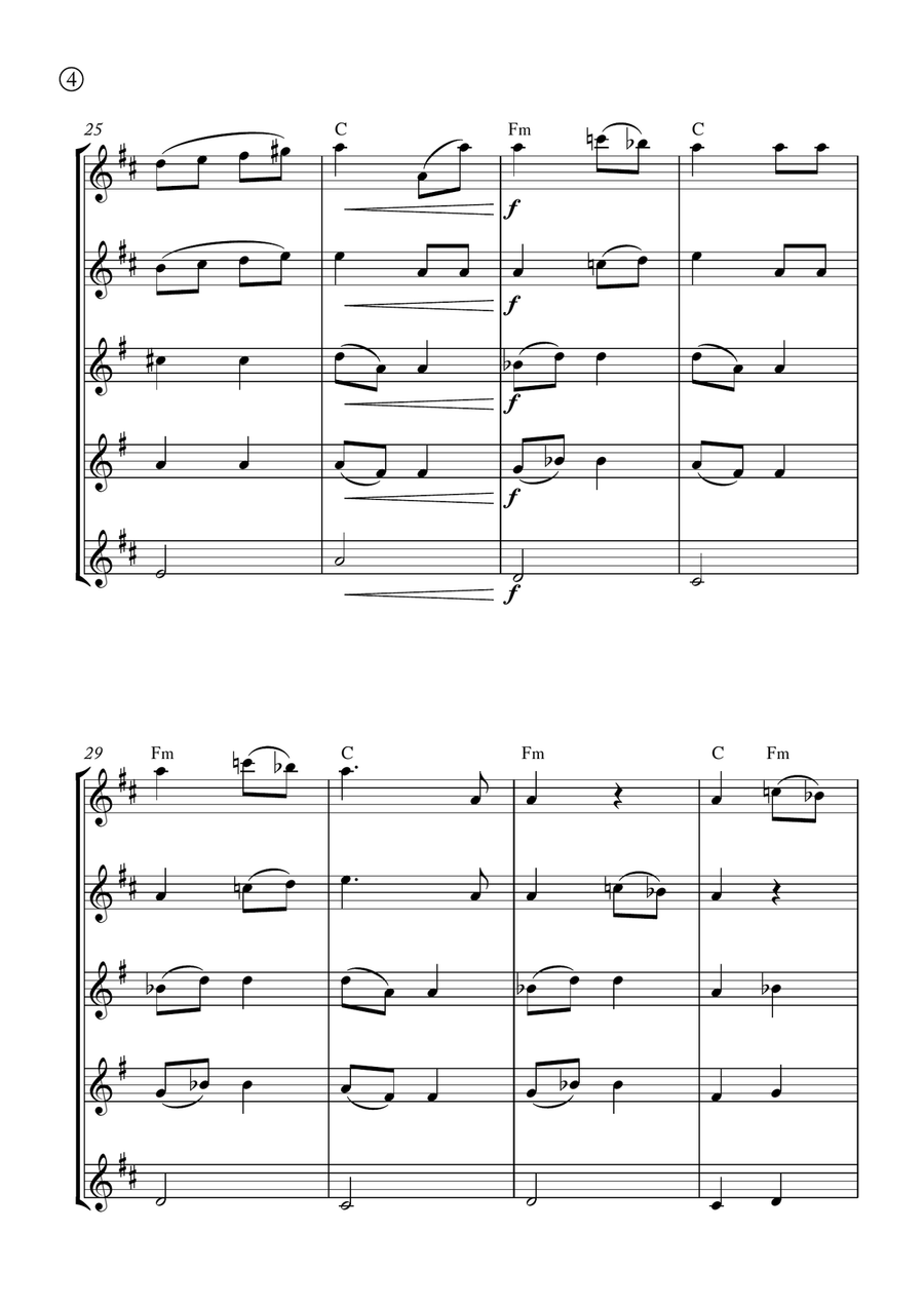 Melody in F Melody in F Saxophone Quintet scores gallery preview page 4