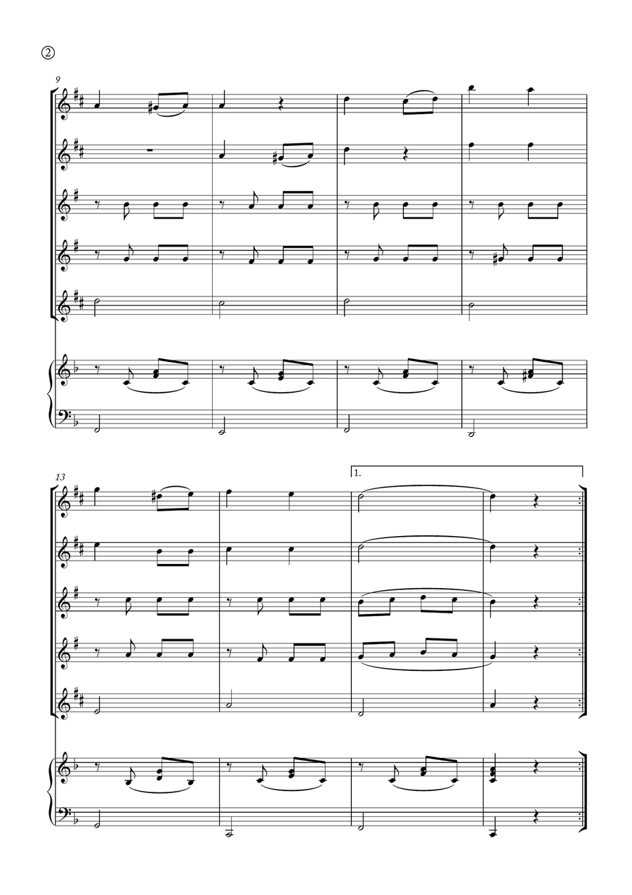 Melody in F Melody in F Saxophone Quintet scores gallery preview page 2