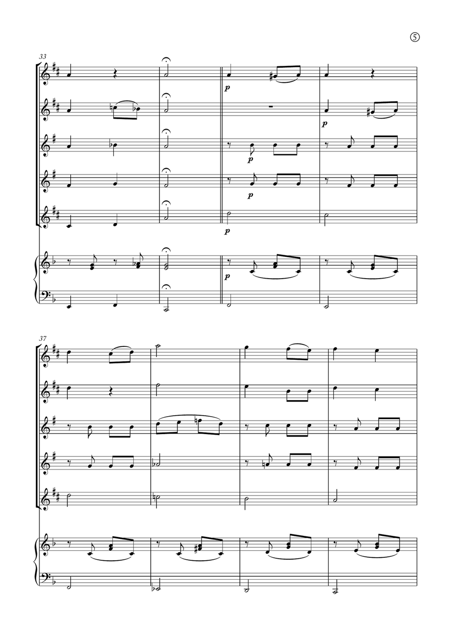 Melody in F Melody in F Saxophone Quintet scores gallery preview page 5