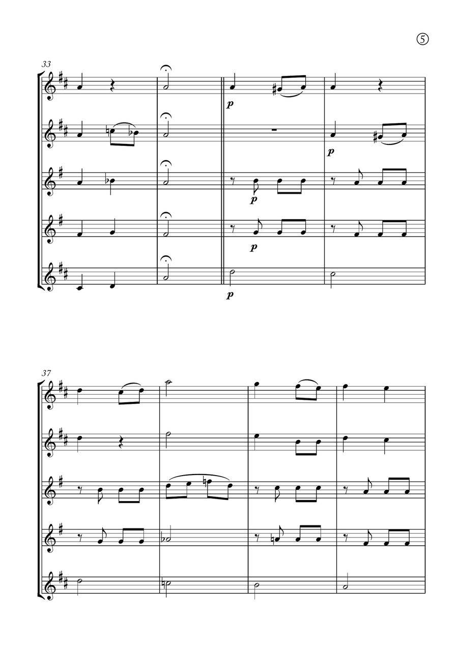 Melody in F Melody in F Saxophone Quintet scores gallery preview page 5