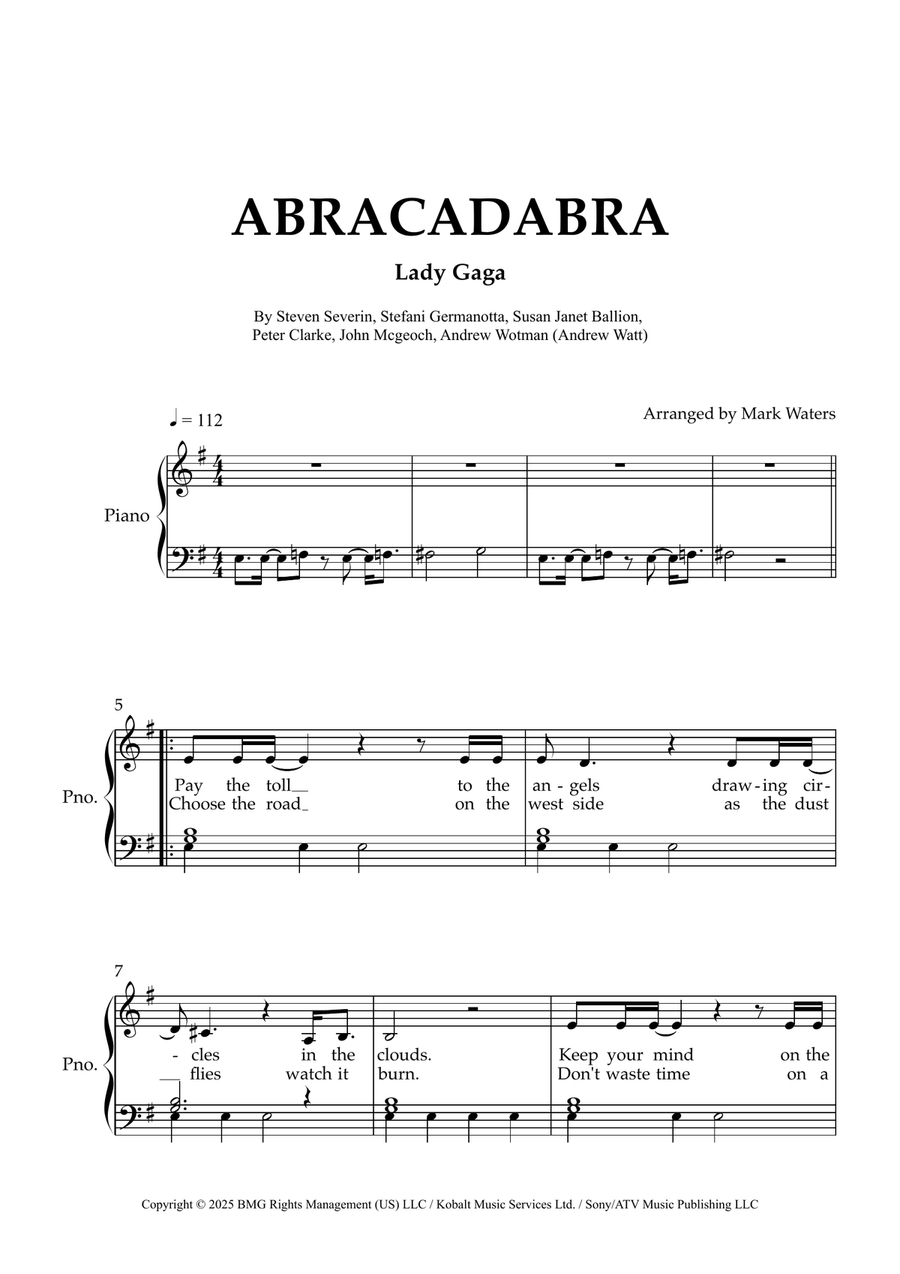 Abracadabra Abracadabra Easy Piano scores gallery preview page 1