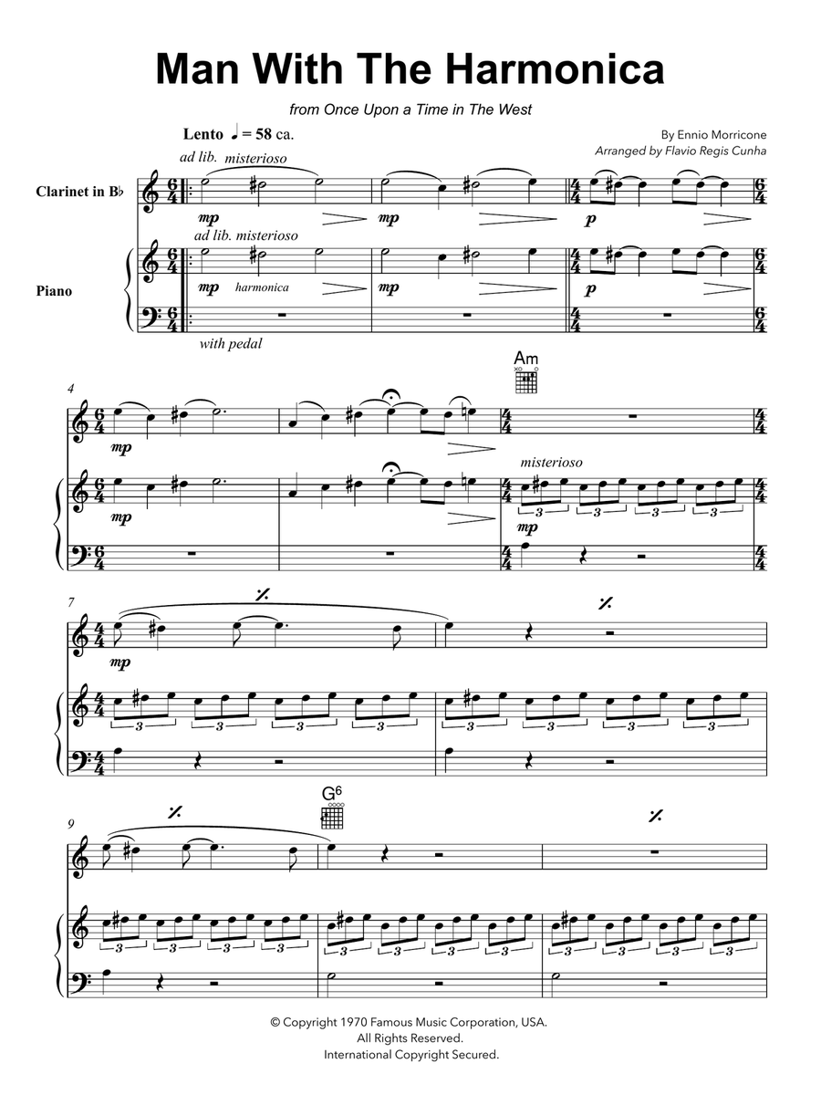 Man With The Harmonica Clarinet Solo scores gallery preview page 2