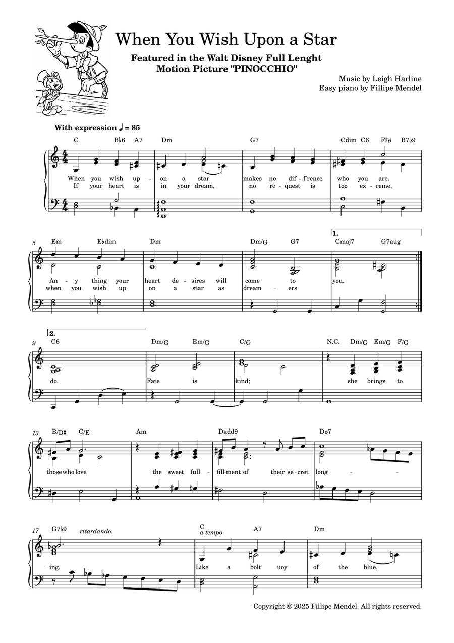 When You Wish Upon A Star (from Pinocchio) Piano, Vocal scores gallery preview page 1