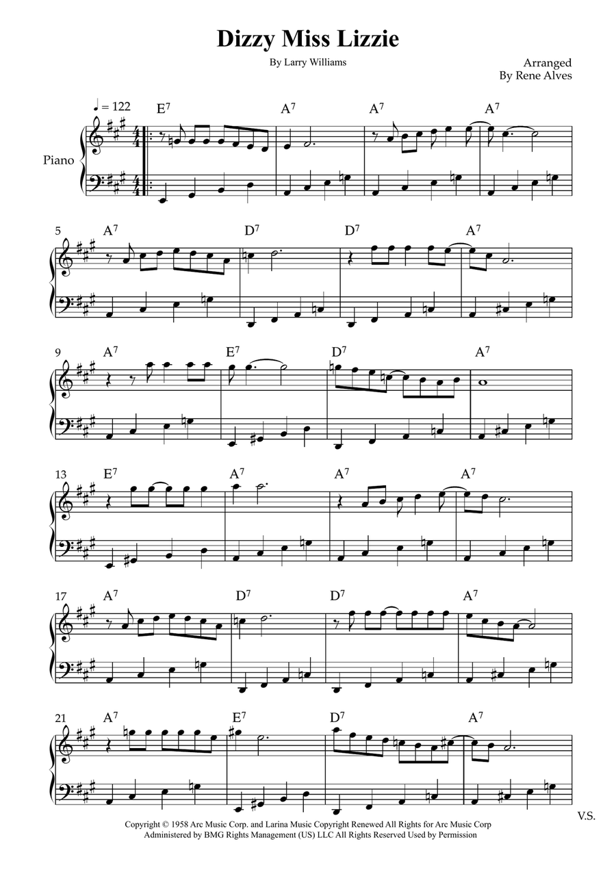 Dizzy Miss Lizzie Dizzy Miss Lizzie Easy Piano scores gallery preview page 1