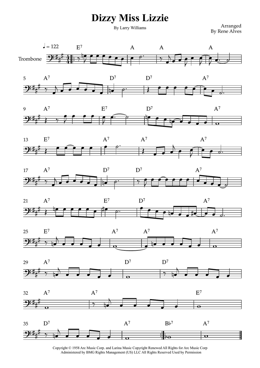 Dizzy Miss Lizzie Dizzy Miss Lizzie Trombone Solo scores gallery preview page 1